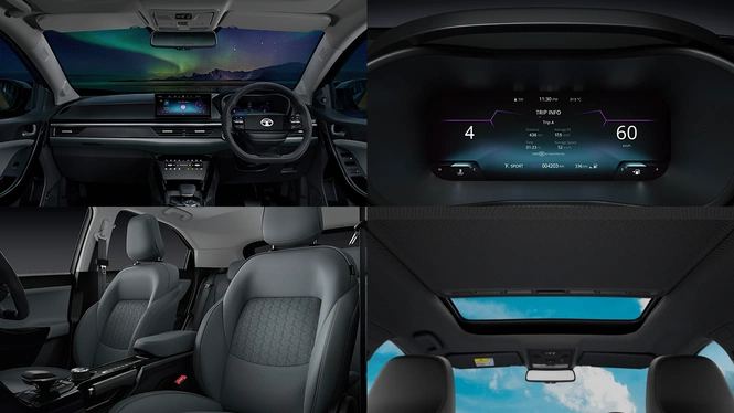 Nexon Interior: Dashboard; Digital Cluster; Front Seats; Panoramic Sunroof