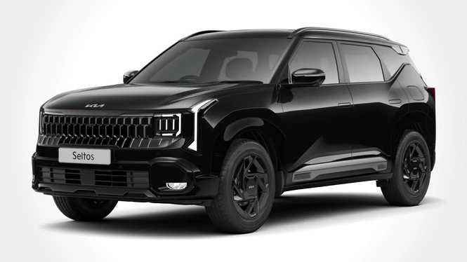 Kia Seltos X-Line (A) Aurora Black Pearl Front Side View