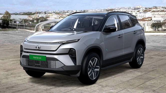 Tata Harrier EV Adventure S 65 Pure Grey With Dual Tone Front Side View