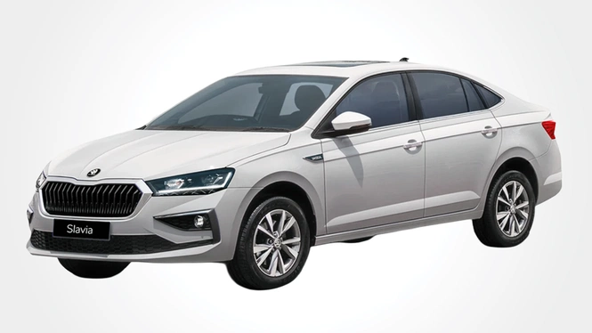 Skoda Slavia Prestige Candy White Front Side View