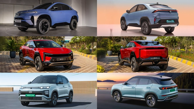 Tata Curve EV vs Mahindra BE 6 Vs Hyundai Creta EV exterior