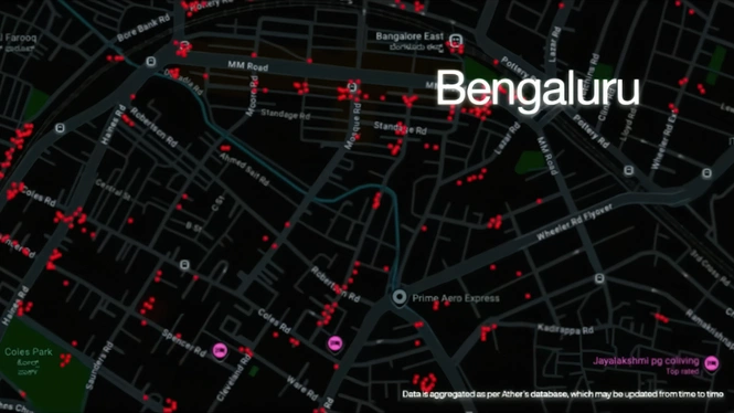 Bengaluru pothole map data aggregated per Ather's database
