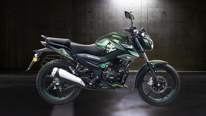 TVS Raider 125 Doctor Doom Edition in Spectral Green side profile