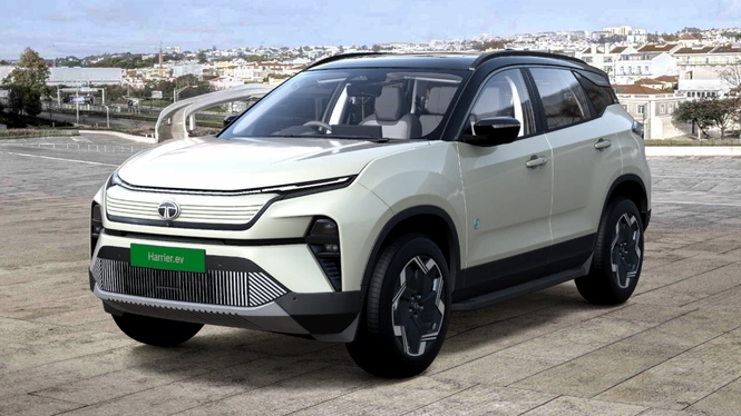 Tata Harrier EV Empowered QWD Oxide With Dual Tone Front Side View