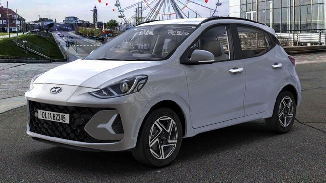Hyundai Grand i10 NIOS Typhoon Silver Exterior Front Side View