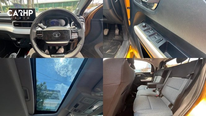 Tata Punch Interior Dashboard, Steering Wheel, Driver-side Power Window Switches; Sunroof; Rear Seating Area