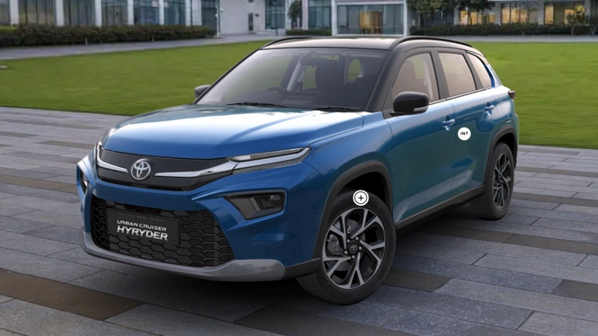 Toyota Urban Cruiser Hyryder G(O) Speedy Blue Front Side View