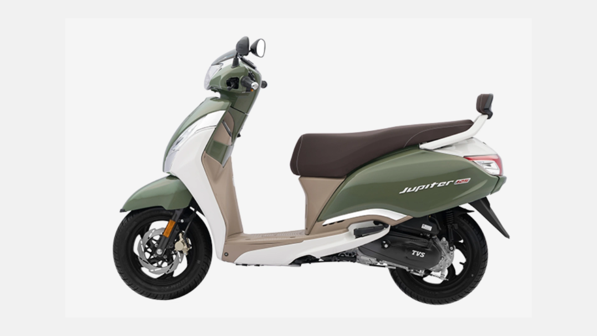 TVS jupiter 125 in ivory green side left view