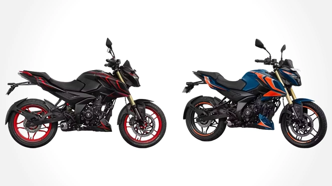 Bajaj Pulsar N160 S in Brooklyn Black and Atlantic Blue colour schemes