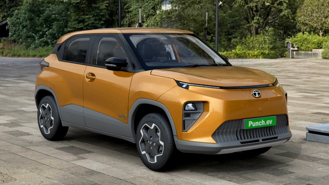 Tata Punch EV Adventure Caramel Front Side View