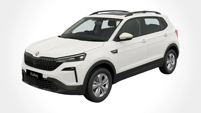 Skoda Kushaq Classic+ Candy White Front Side View