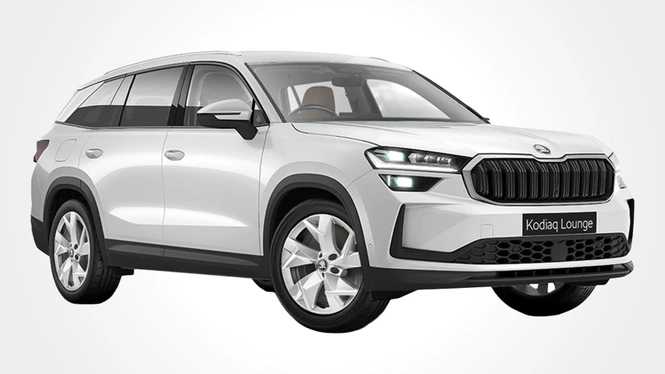 Kodiaq Lounge Moon White Metallic Front Side View