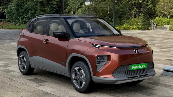 Tata Punch EV Empowered+ S Supernova Copper Front Side View