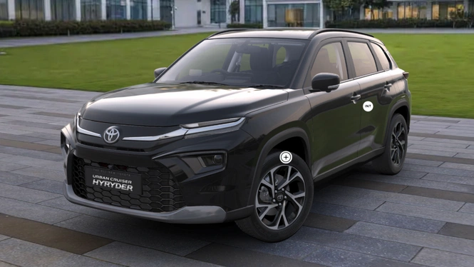 Toyota Urban Cruiser Hyryder V Midnight Black Front Side View