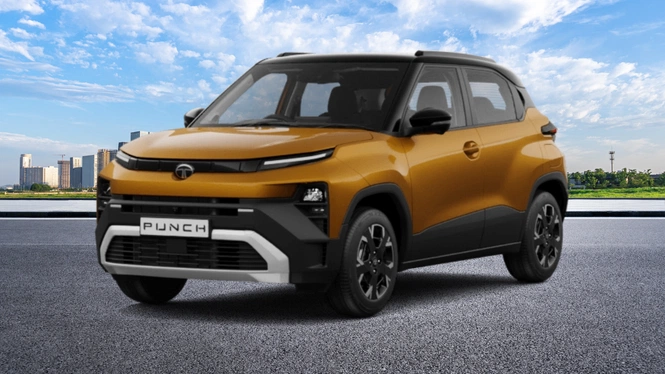 Tata Punch EV Caramel With Dual Tone Front Side View