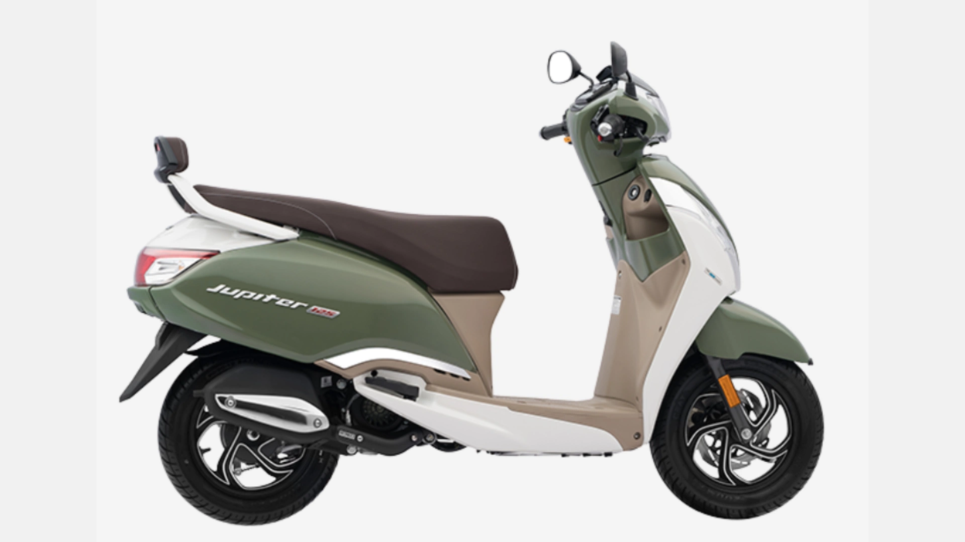 TVS jupiter 125 in ivory green side view