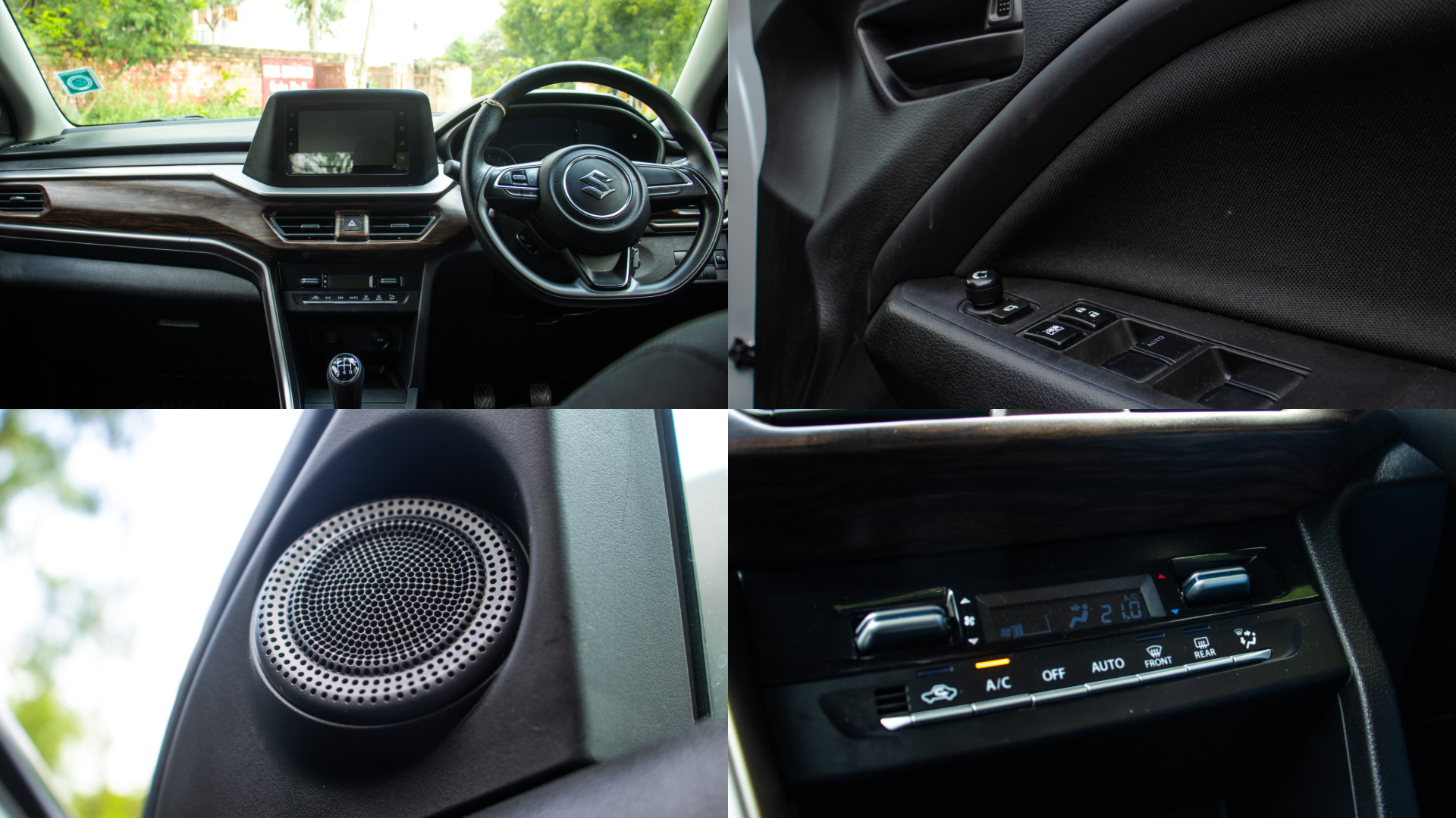 Brezza Interior Dashboard; Driver-side Power Window Switches; Tweeter; Climate Control