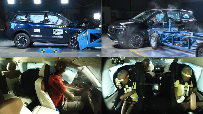 Mahindra XUV 7XO BNCAP frontal and side impact tests, and interior adult and child dummy view during tests