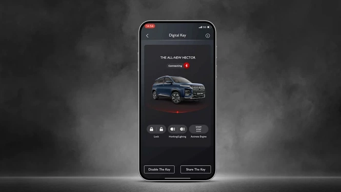 MG Hector facelift Digital Bluetooth Key