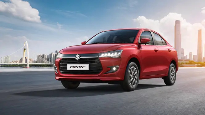 Maruti Suzuki Dzire Front Left Three Quarter View