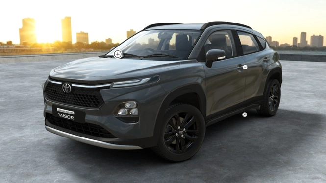 Toyota Urban Cruiser Taisor S+ Gaming Grey Front Side View