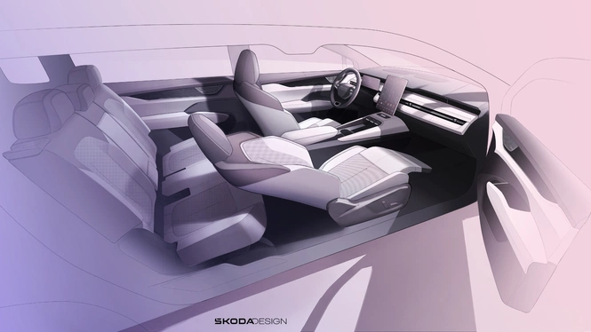 Skoda Peaq interior sketch