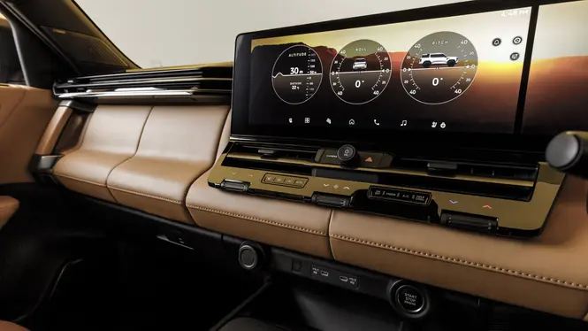 Pajero 14.3-inch infotainment screen and dashboard