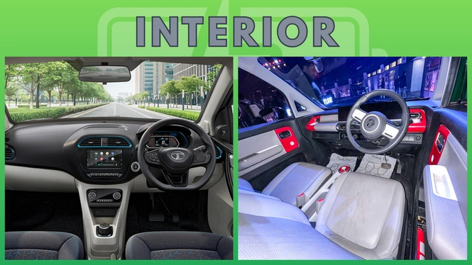 tiago ev vs mg comet interior