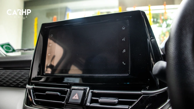 Maruti Suzuki Victoris Interior Cabin: Infotainment Display; Emergency Lights Switch; Front AC Vents