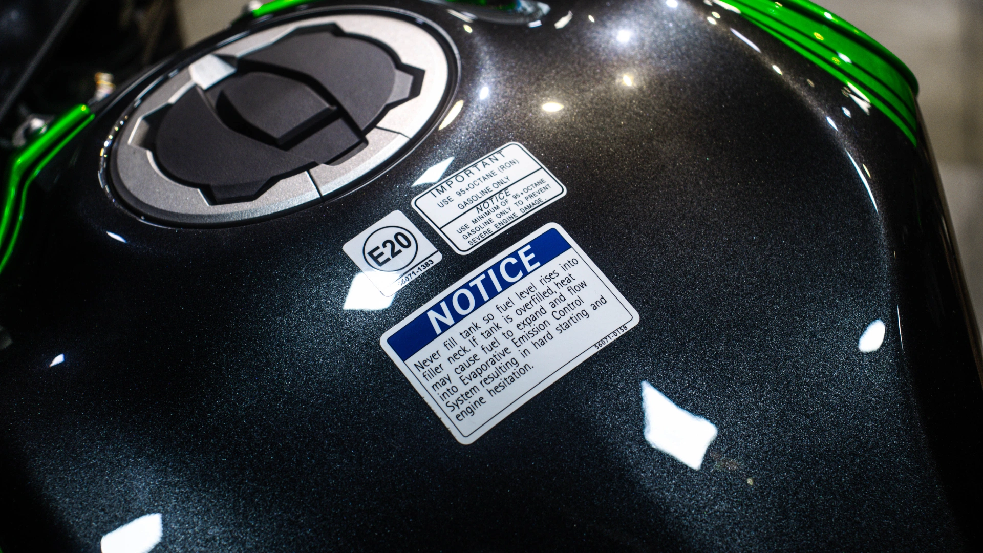 2026 Kawasaki Z900 In Candy Lime Green fuel tank