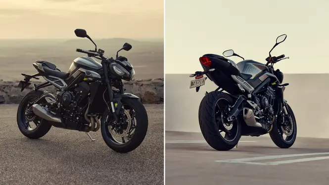 Street Triple 765 R front right three-quarter and rear right three-quarter views