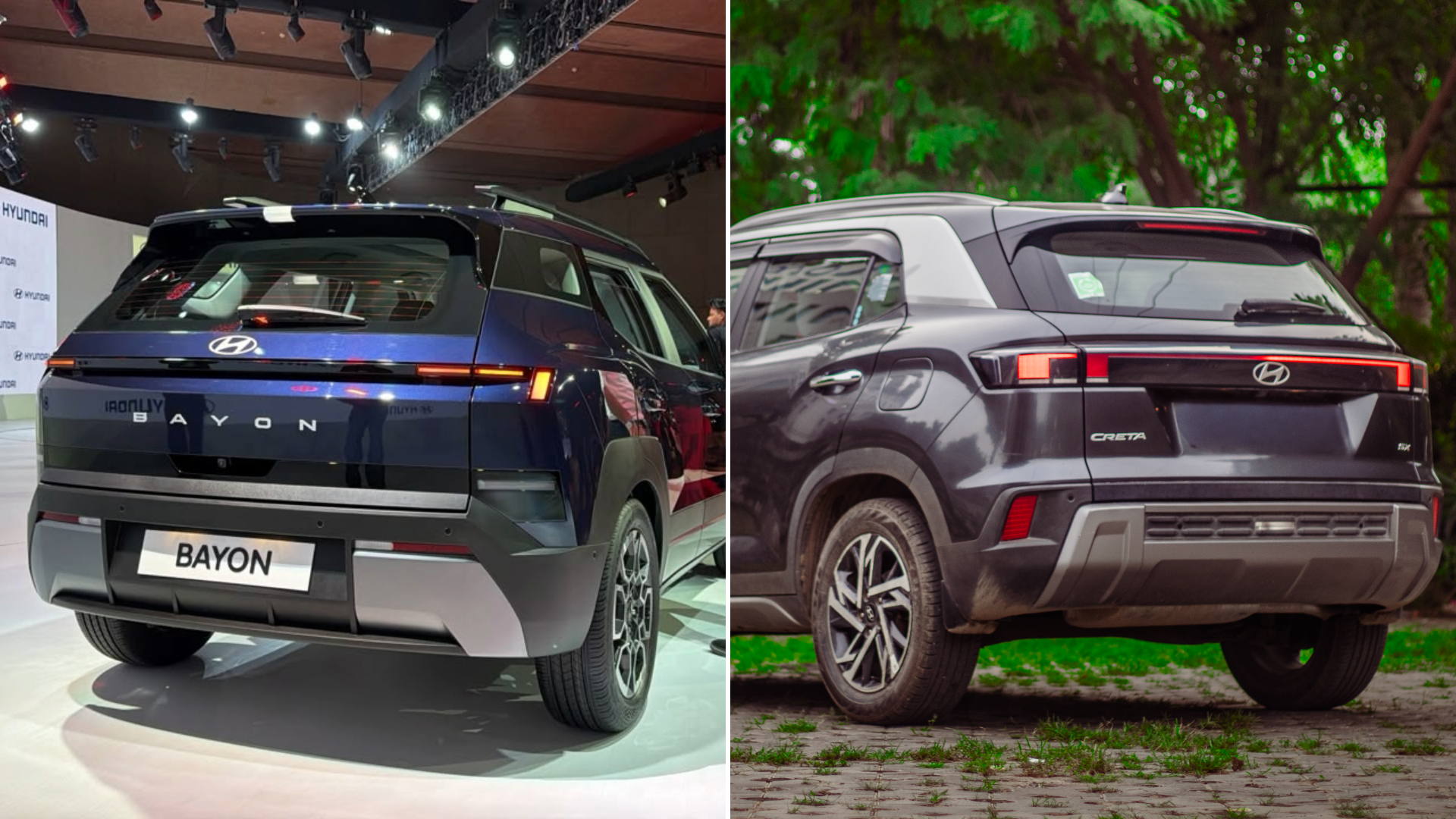 Hyundai Bayon and Creta Rear Side-by-side Views