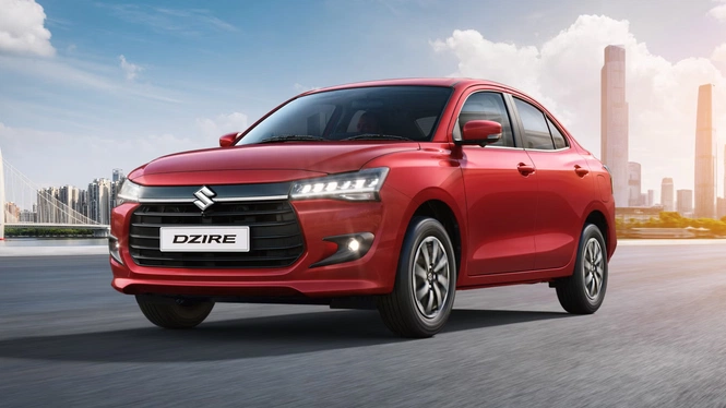 Maruti Suzuki Dzire in red